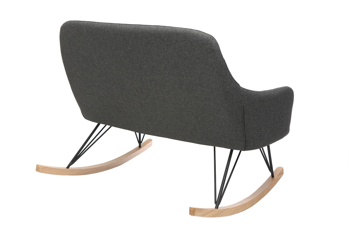 Sill�n relax - Mecedora 2 plazas tejido gris antracita patas metal y fresno JHENE