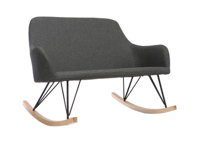 Sill&oacute;n relax - Mecedora 2 plazas tejido gris antracita patas metal y fresno JHENE