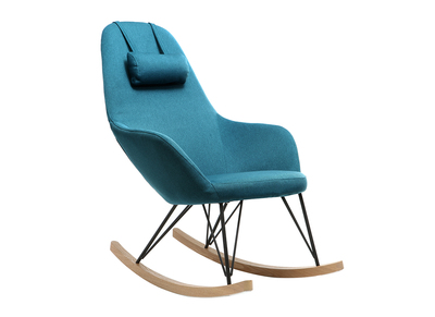 Sill&oacute;n relax - Mecedora tejido azul petr&oacute;leo patas metal y fresno JHENE