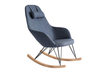 Sill&oacute;n relax - Mecedora tejido gris patas metal y fresno JHENE