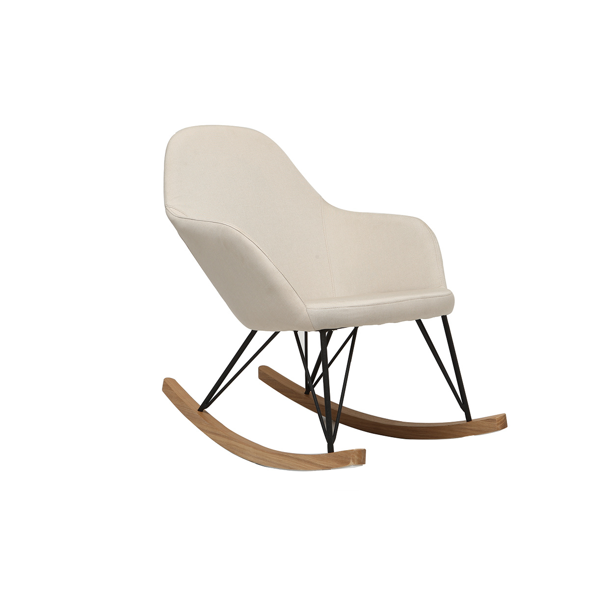 Sillón relax - Mecedora tejido natural patas metal y fresno JHENE