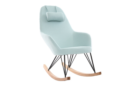 Sill&oacute;n relax - Mecedora tejido verde menta patas metal y fresno JHENE