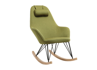Sill&oacute;n relax - Mecedora tejido verde patas metal y fresno JHENE