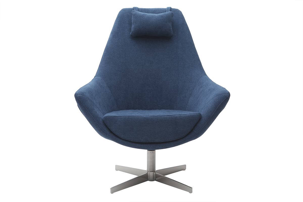 Silln rotativo en tejido azul y pata metal AMADEO