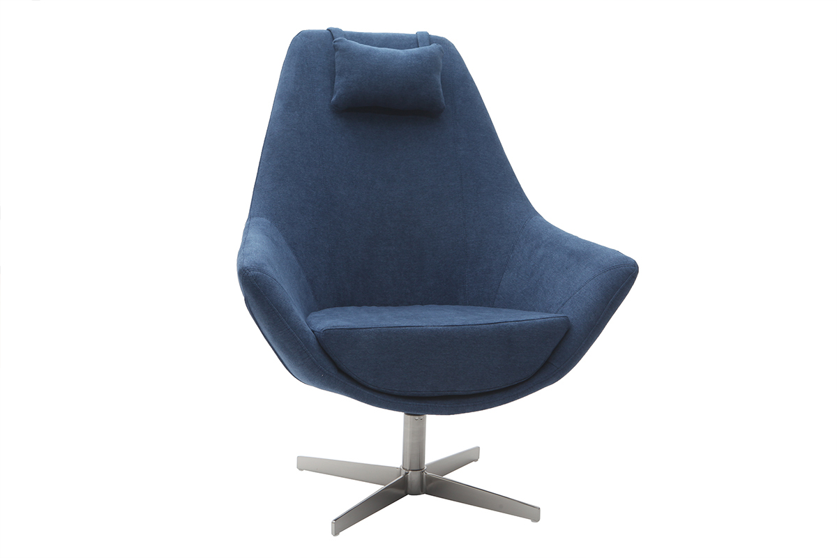 Silln rotativo en tejido azul y pata metal AMADEO