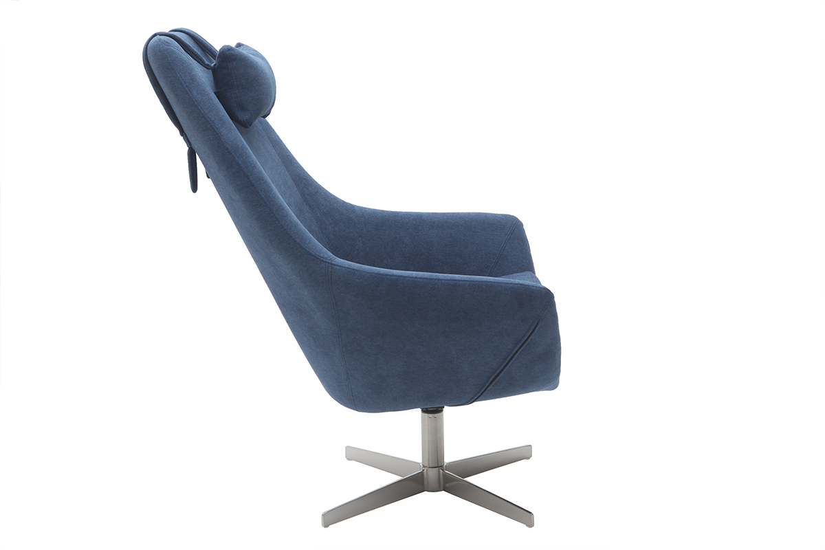 Silln rotativo en tejido azul y pata metal AMADEO