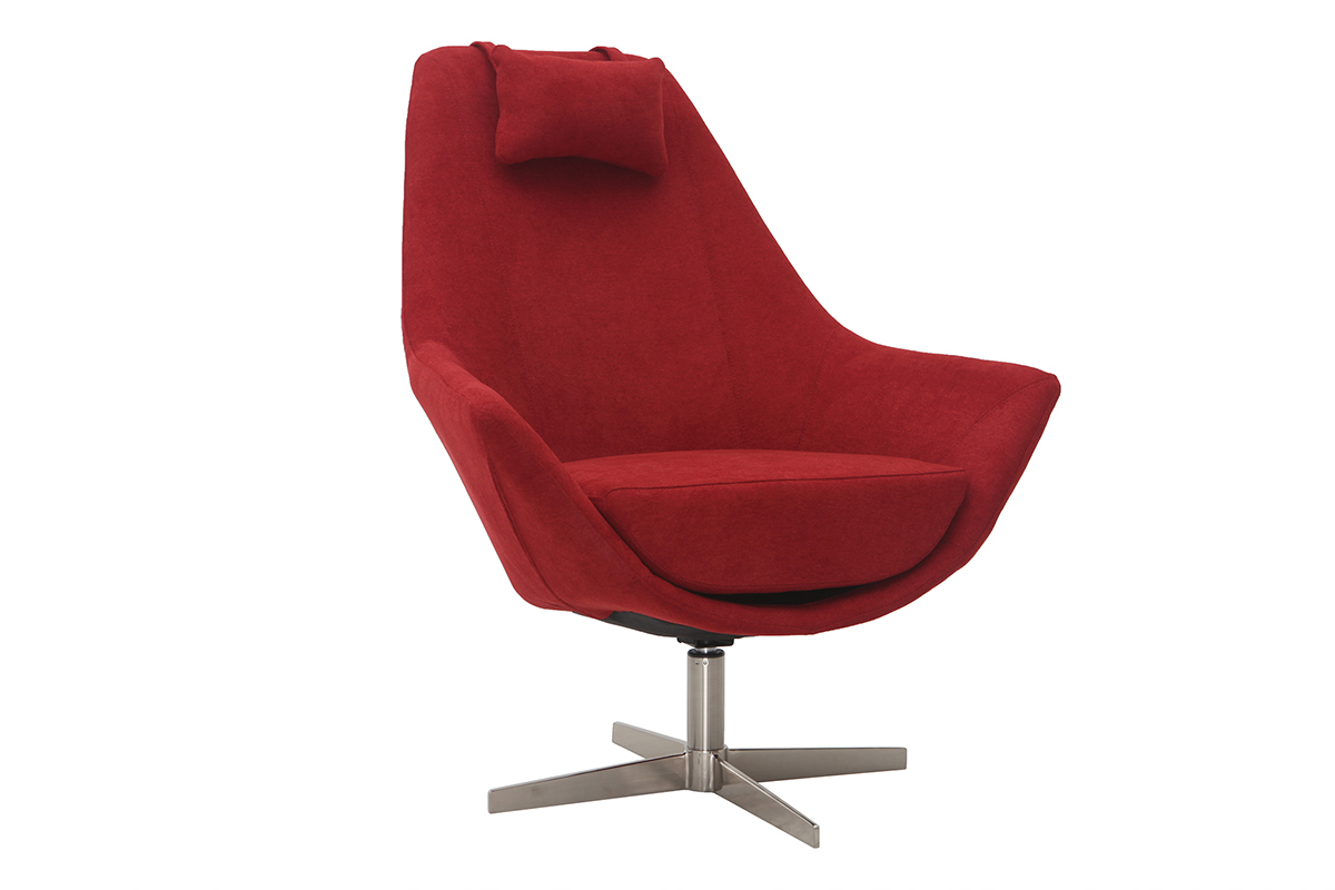 Silln rotativo en tejido rojo y pata metal AMADEO