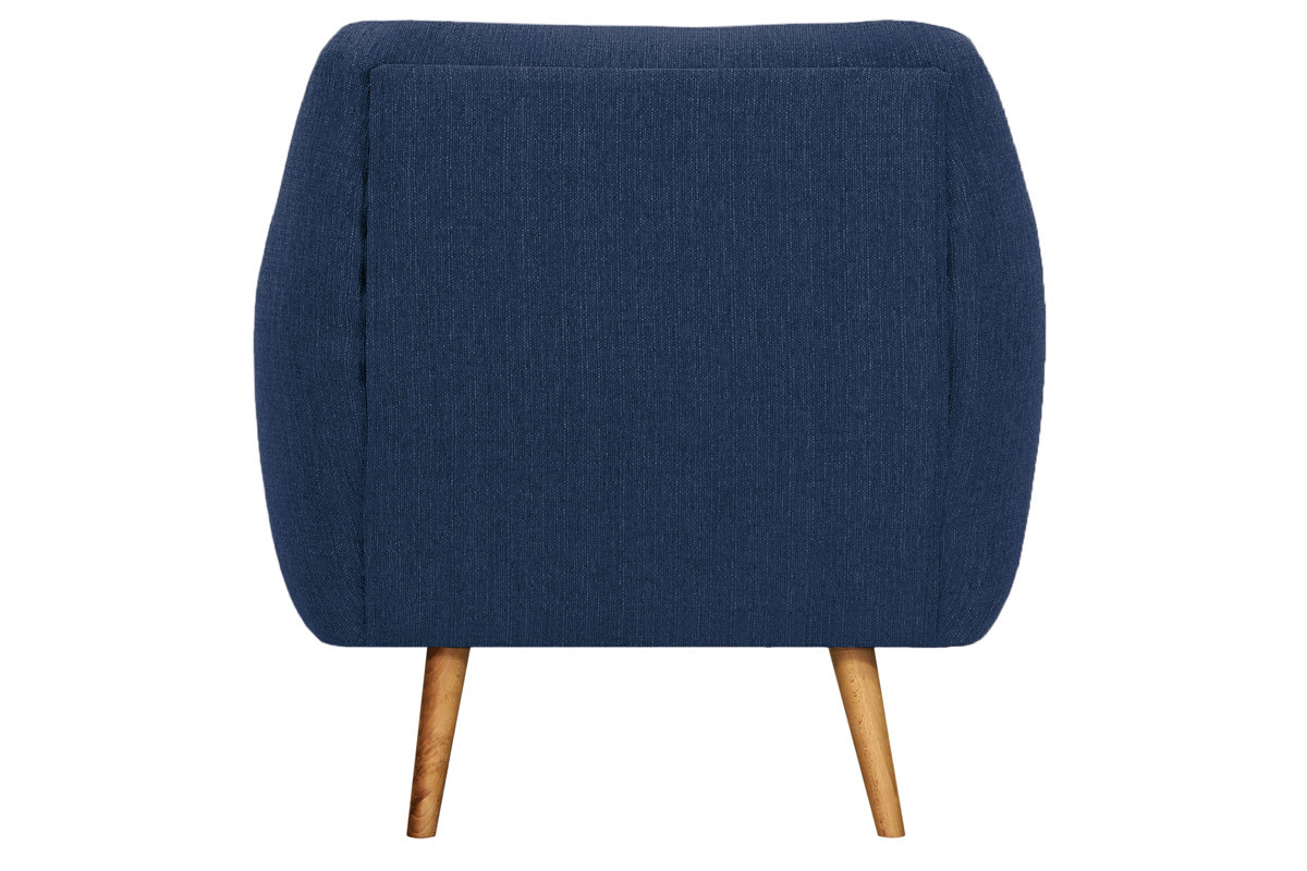 Silln tejido azul oscuro patas madera clara OLAF