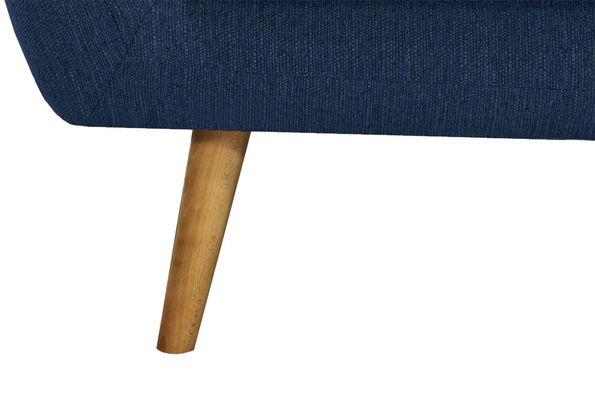 Silln tejido azul oscuro patas madera clara OLAF
