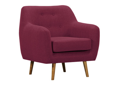 Sillón tejido ciruela patas madera clara OLAF - Sillón tejido ciruela patas madera clara OLAF