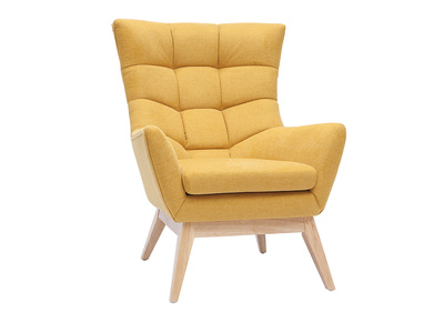 Sillón tejido efecto aterciopelado texturizado amarillo mostaza BRODY
