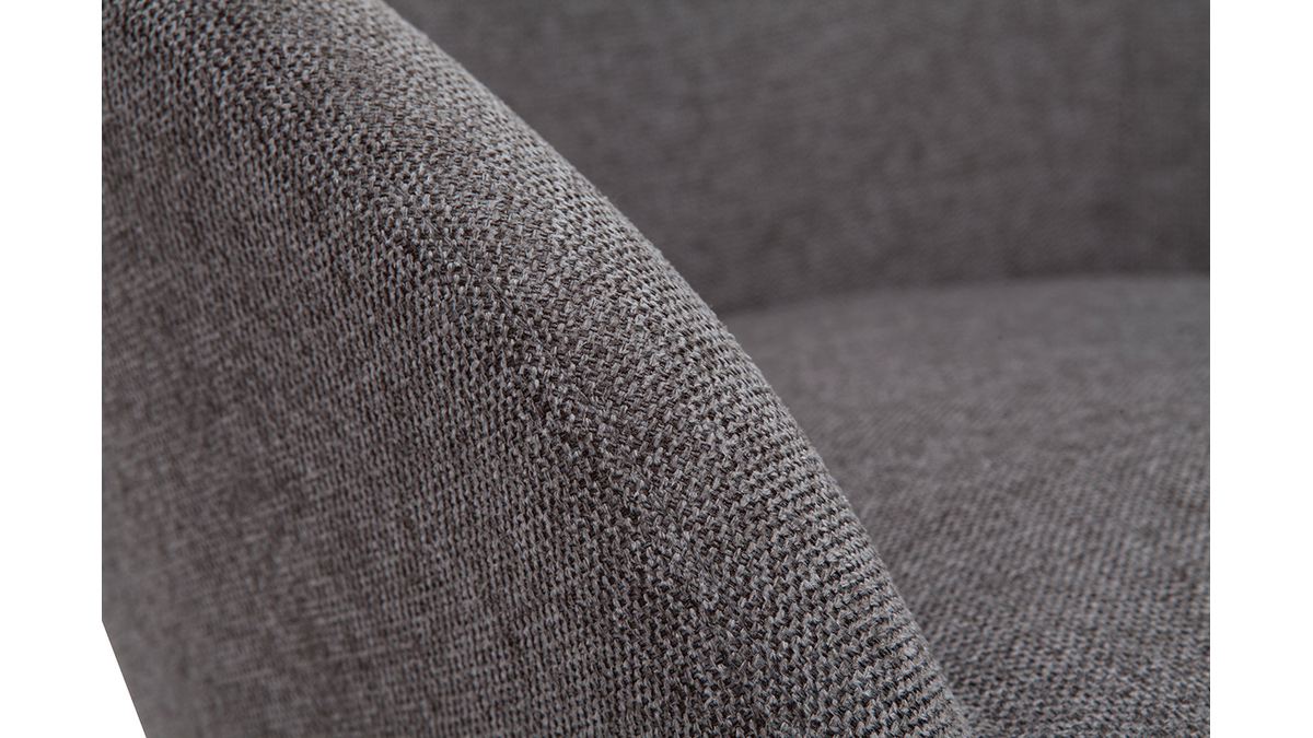 Silln tejido efecto aterciopelado texturizado gris con patas de madera clara OLIVIA