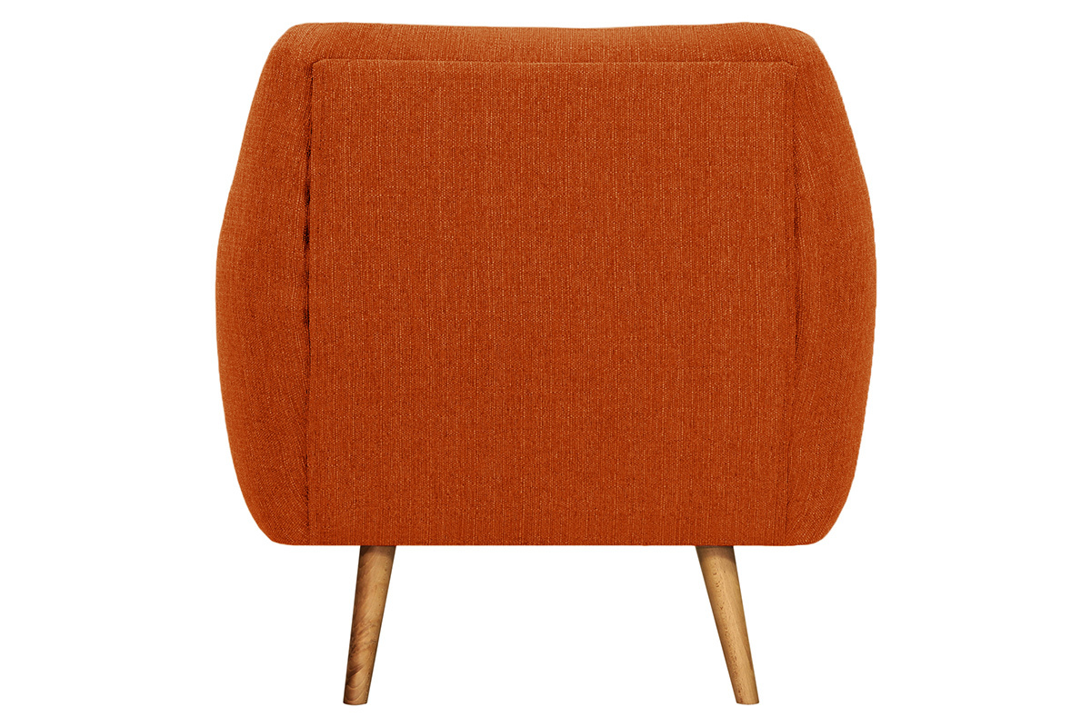 Silln tejido naranja patas madera clara OLAF