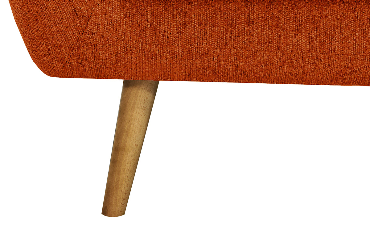 Silln tejido naranja patas madera clara OLAF