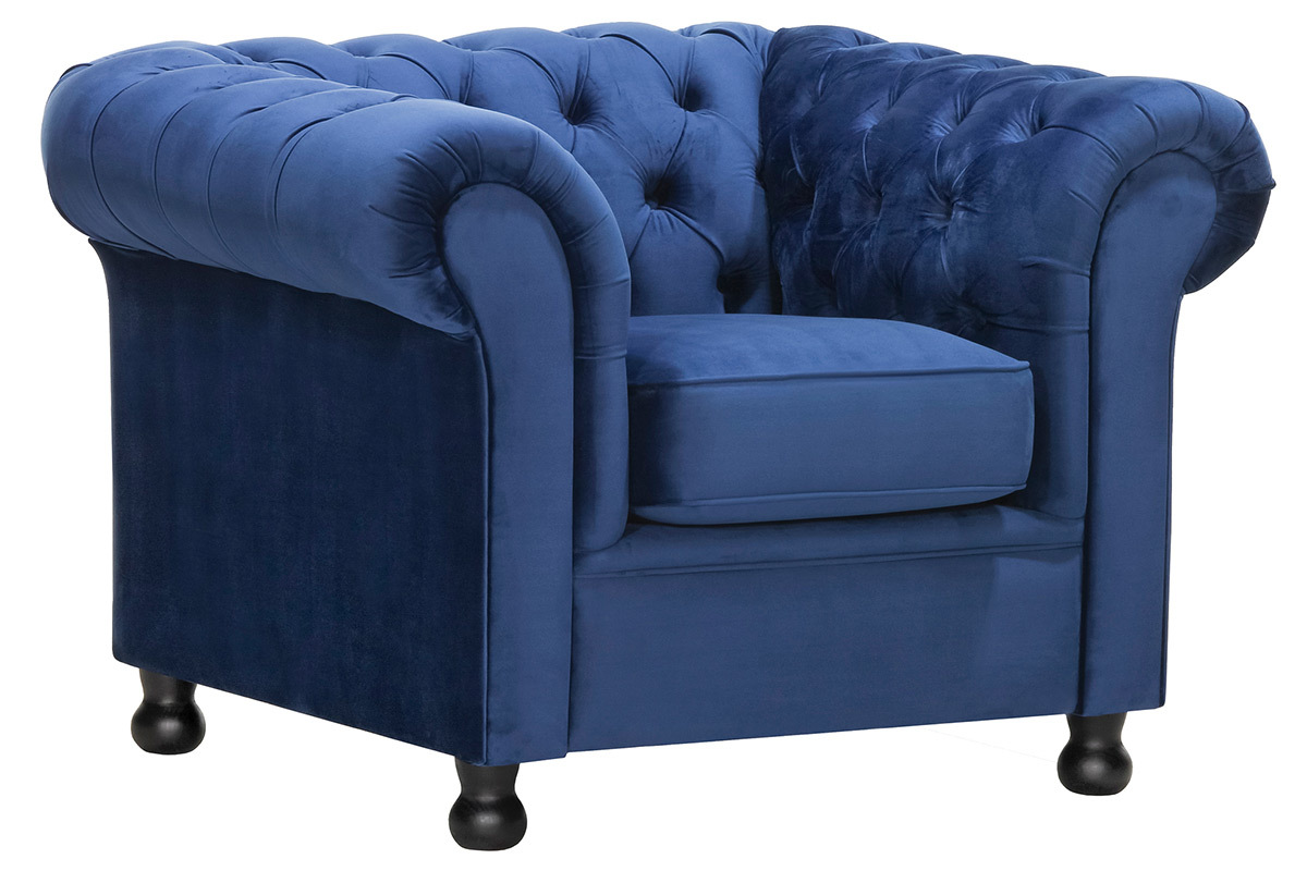 Silln terciopelo azul oscuro CHESTERFIELD