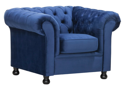 Sillón terciopelo azul oscuro CHESTERFIELD - Sillón terciopelo azul oscuro CHESTERFIELD