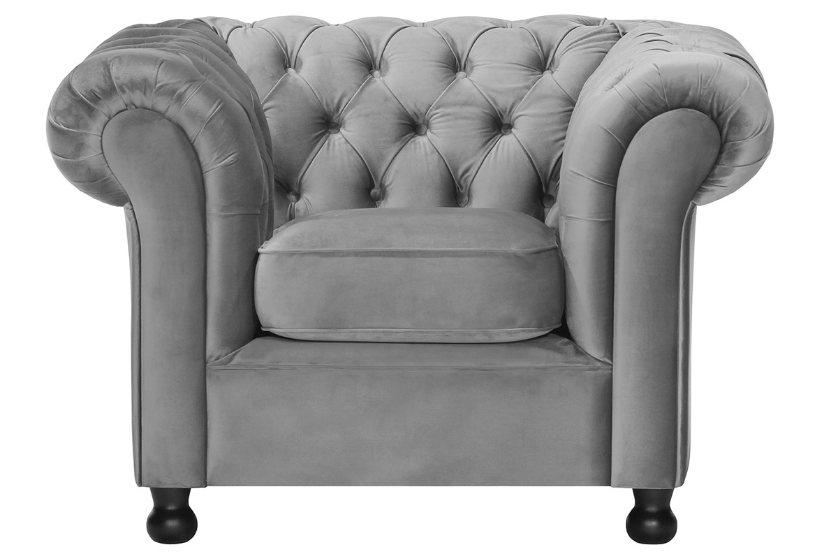 Silln terciopelo gris oscuro CHESTERFIELD