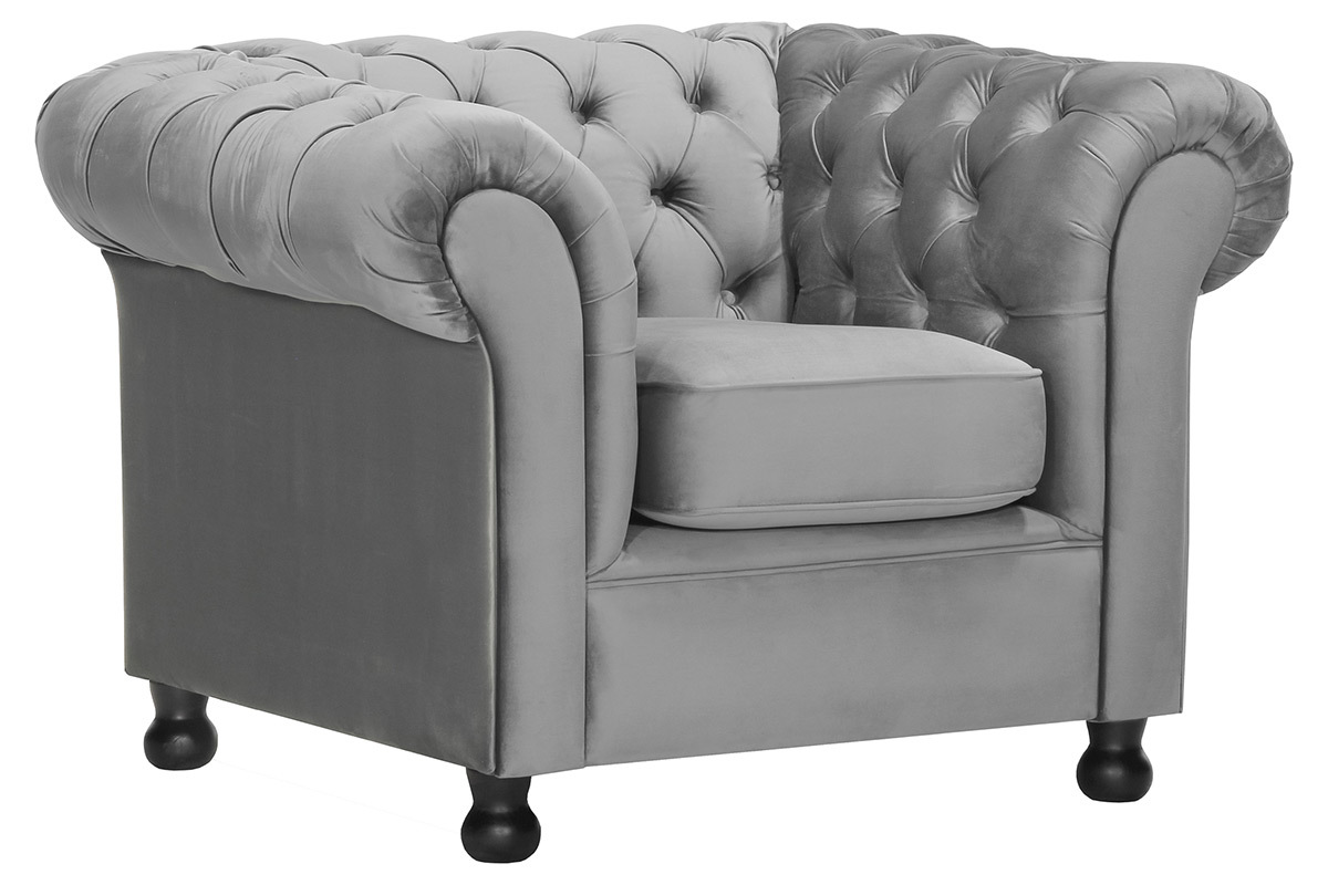 Silln terciopelo gris oscuro CHESTERFIELD