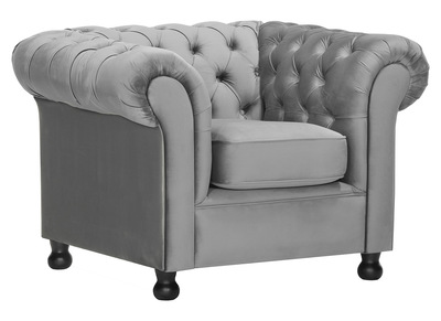 Sillón terciopelo gris oscuro CHESTERFIELD - Sillón terciopelo gris oscuro CHESTERFIELD