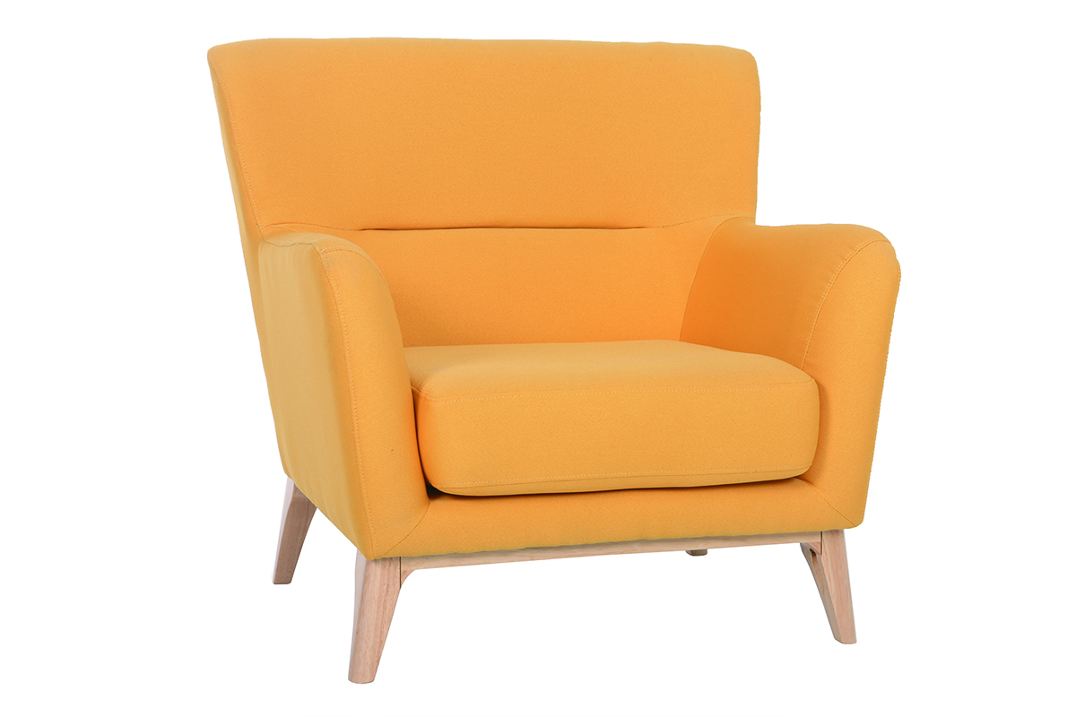 Silln vintage amarillo patas en madera MARKUS