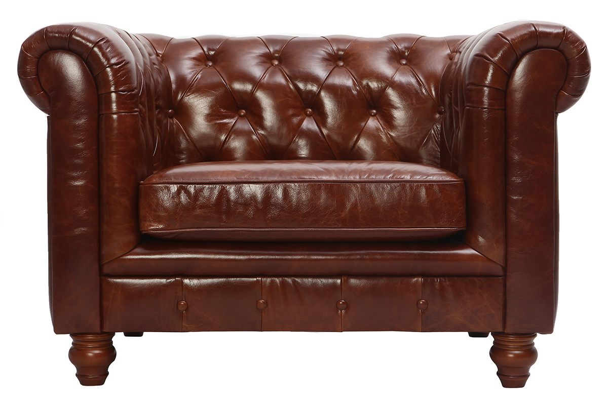 Silln vintage cuero marrn CHESTERFIELD