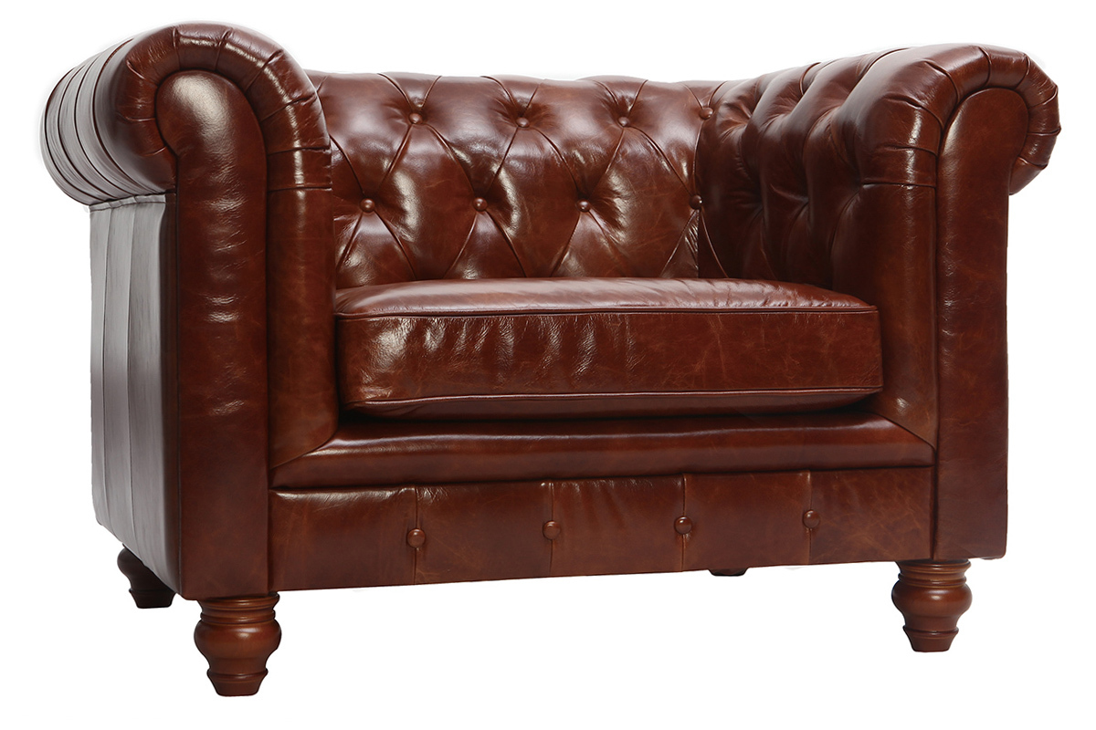 Silln vintage cuero marrn CHESTERFIELD
