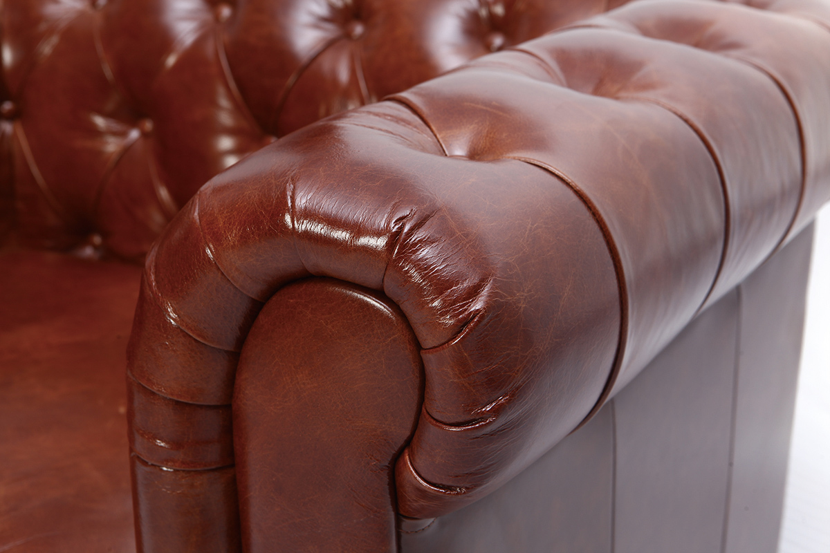 Silln vintage cuero marrn CHESTERFIELD