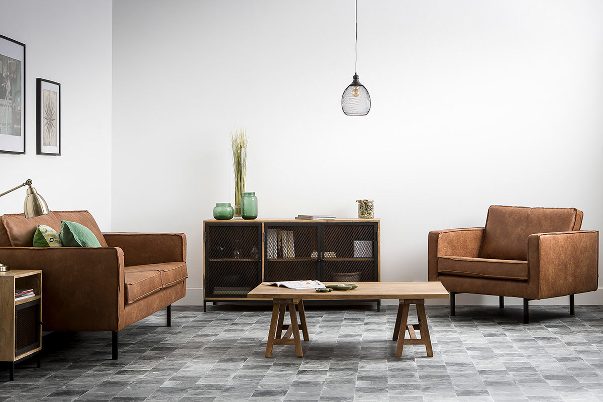 Sill�n vintage cuero negro ASPEN