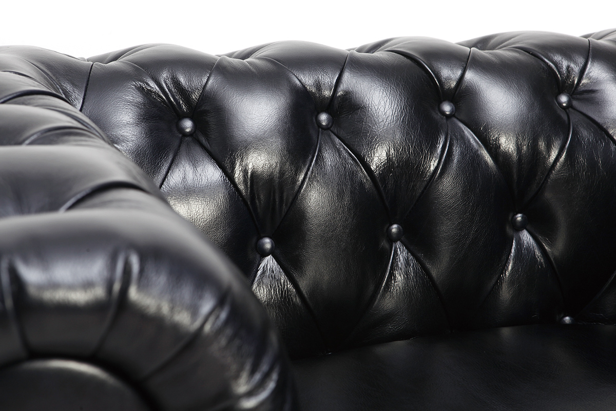 Silln vintage cuero negro CHESTERFIELD
