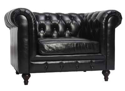 Sillón vintage cuero negro CHESTERFIELD - Sillón vintage cuero negro CHESTERFIELD