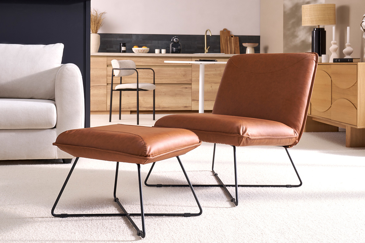 Silln vintage marrn con reposapis PHILO