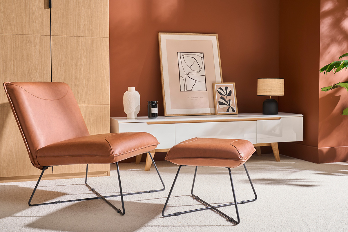 Silln vintage marrn con reposapis PHILO