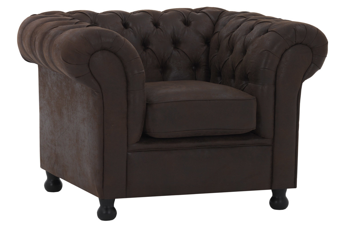 Silln vintage PU marrn CHESTERFIELD
