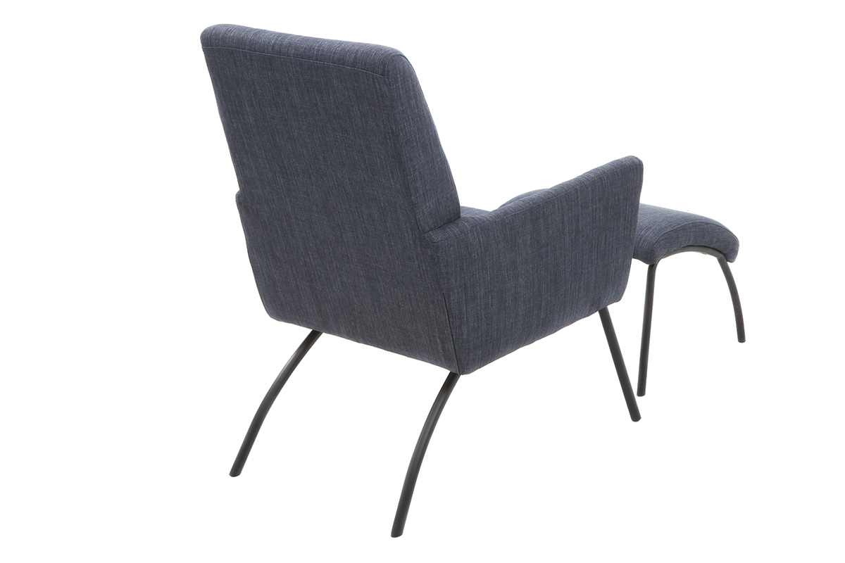 Silln y reposapis contemporneo tejido azul vaquero ULYSSE