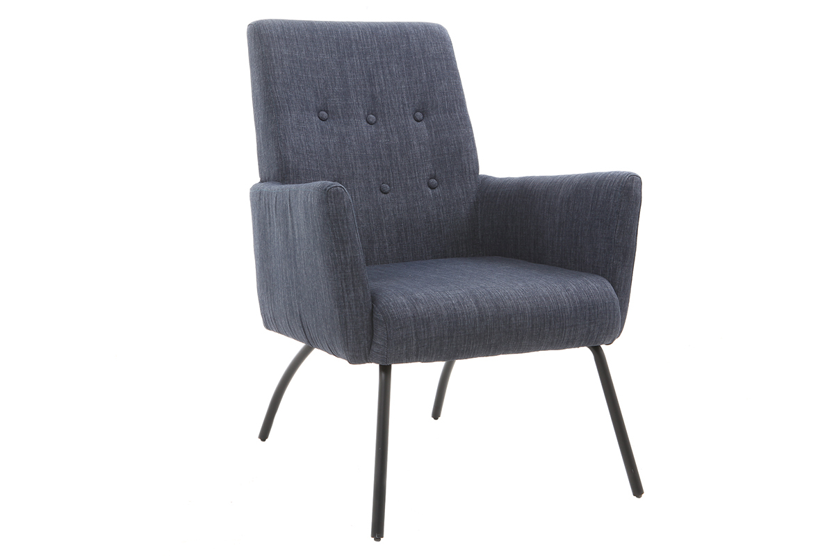 Silln y reposapis contemporneo tejido azul vaquero ULYSSE