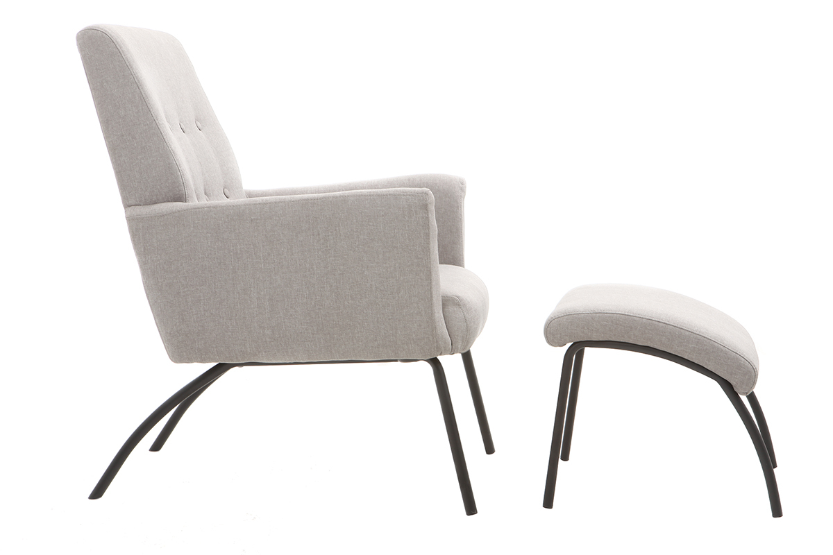 Sill�n y reposapi�s contempor�neo tejido gris ULYSSE