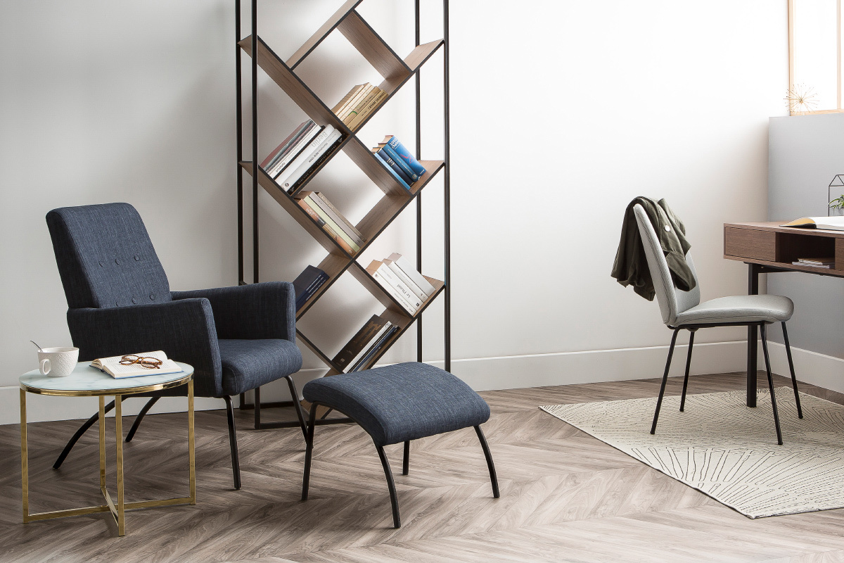 Sill�n y reposapi�s contempor�neo tejido gris ULYSSE