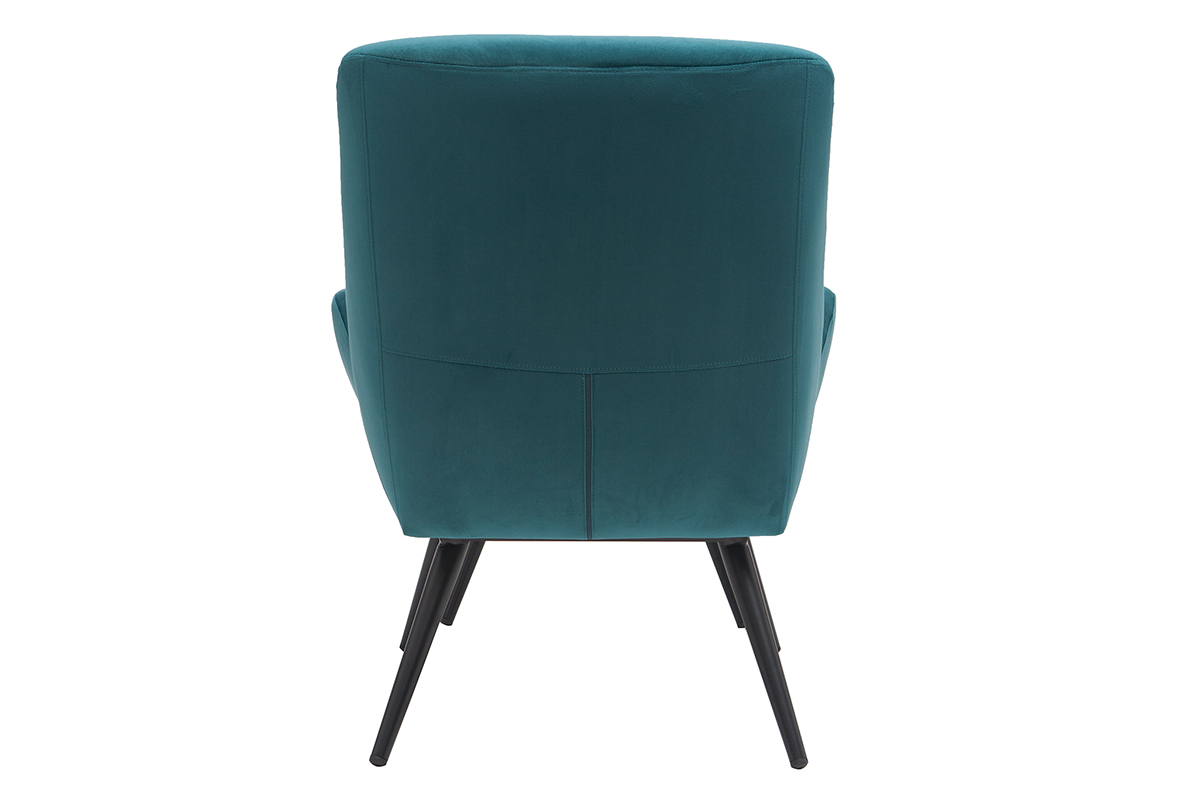 Silln y reposapis moderno en terciopelo azul petrleo ZOE