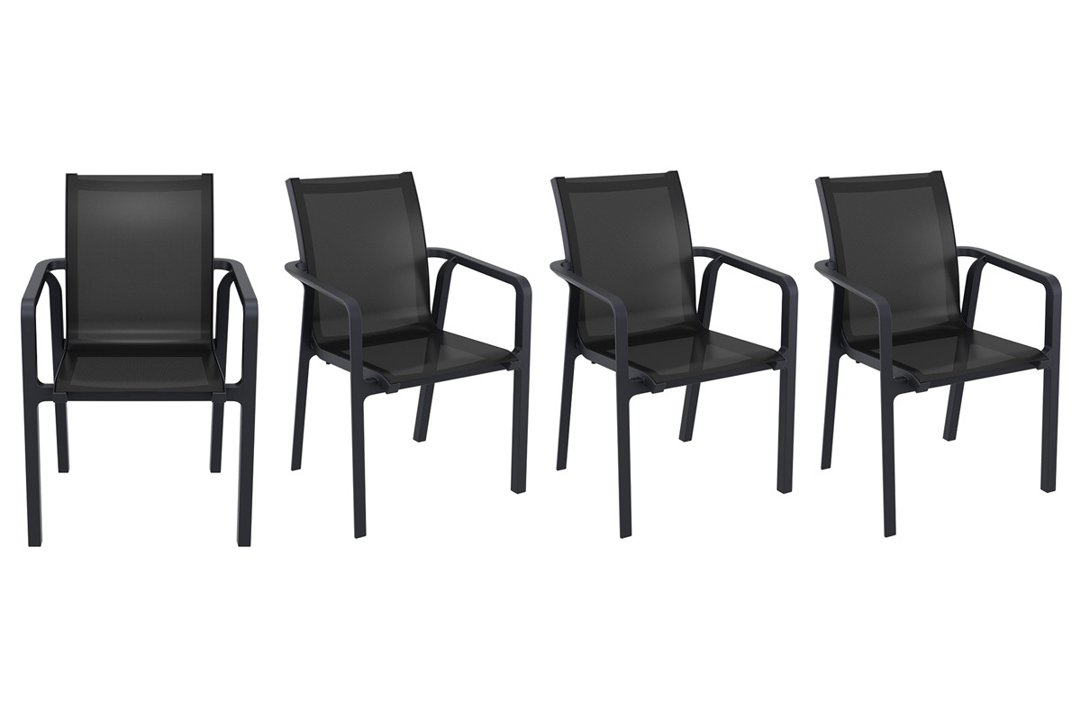 Sillones de jardn apilables negros (lote de 4) CORAIL
