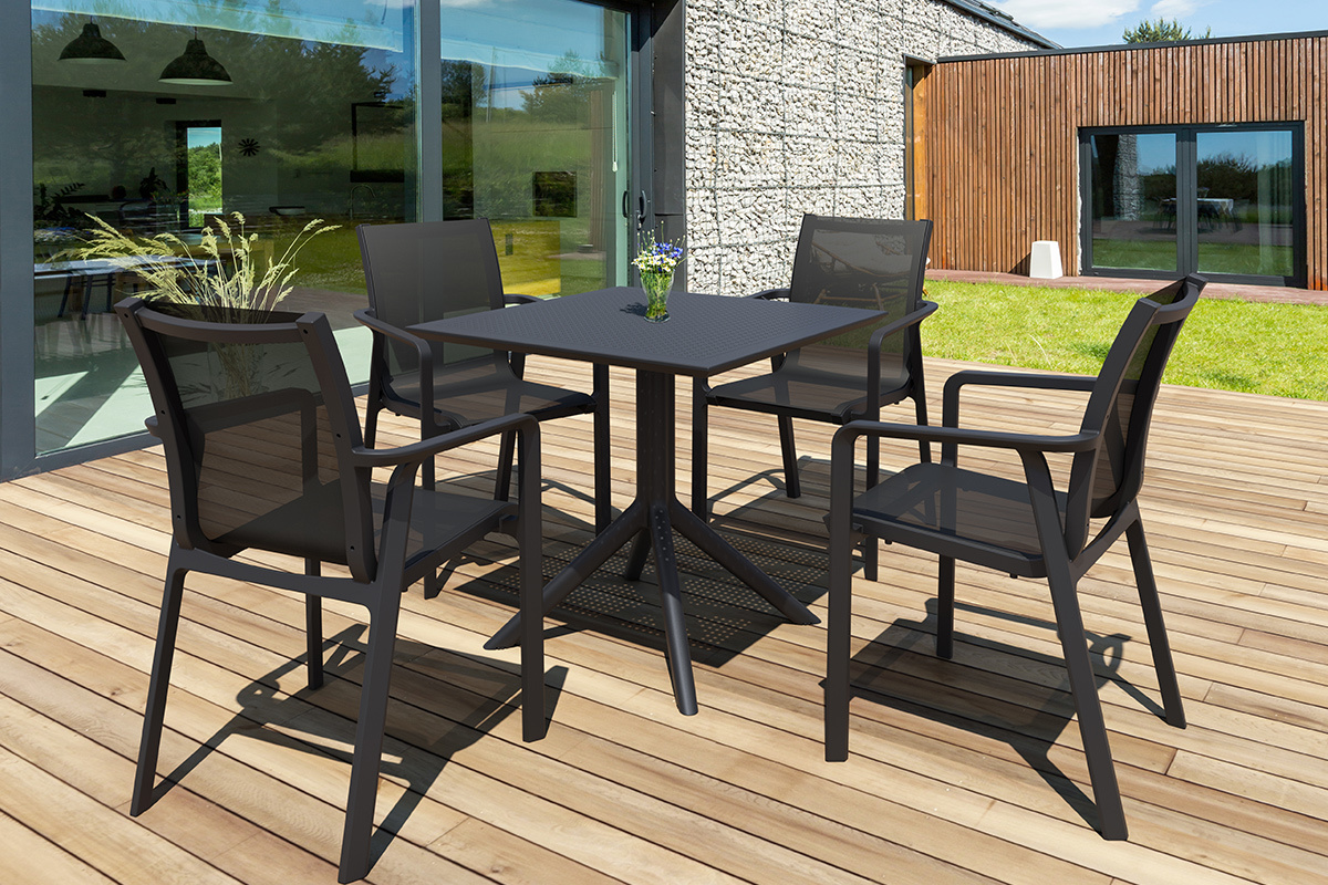 Sillones de jardn apilables negros (lote de 4) CORAIL