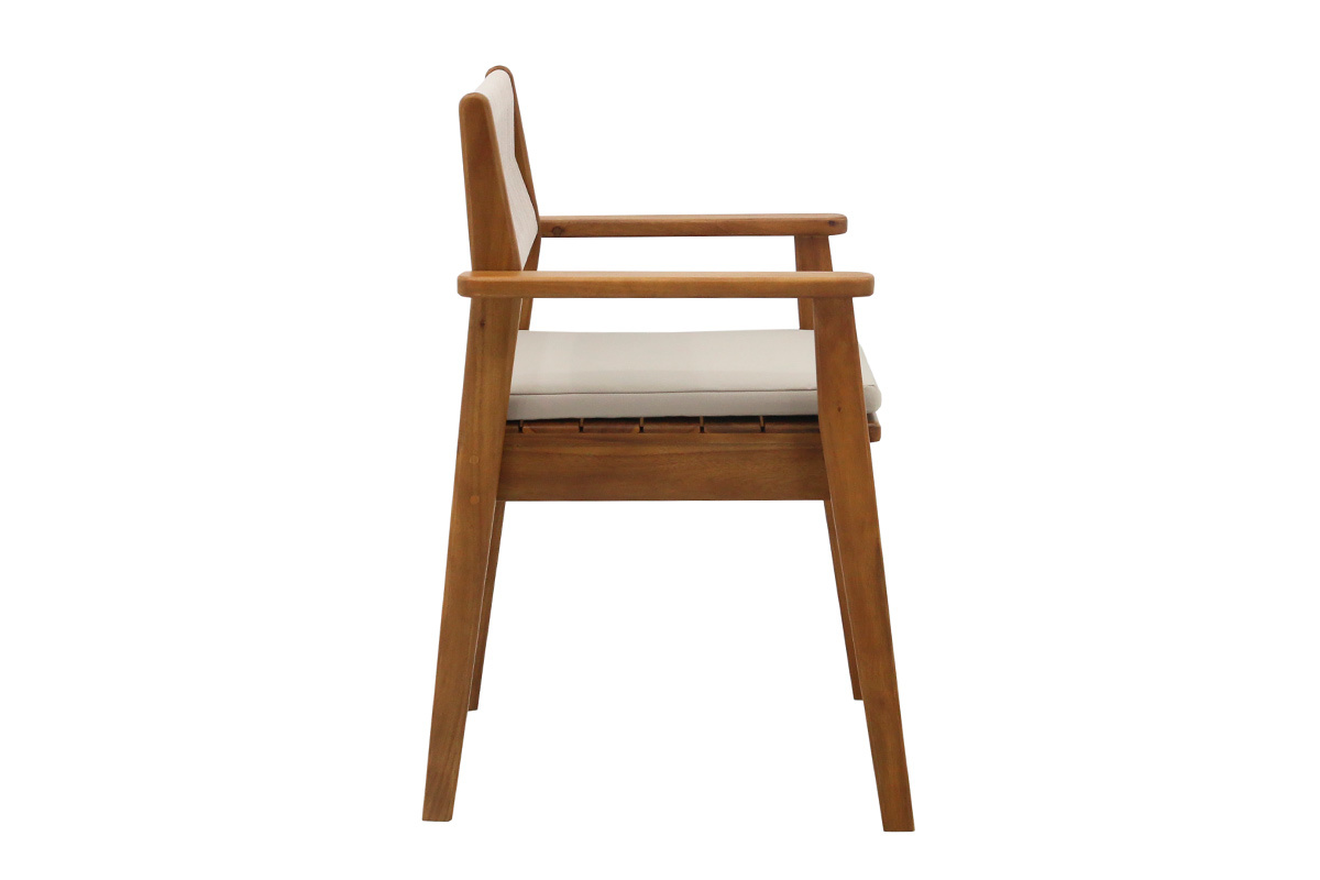 Silla de jard�n ZEPHYR en madera maciza y cuerda, vista lateral.