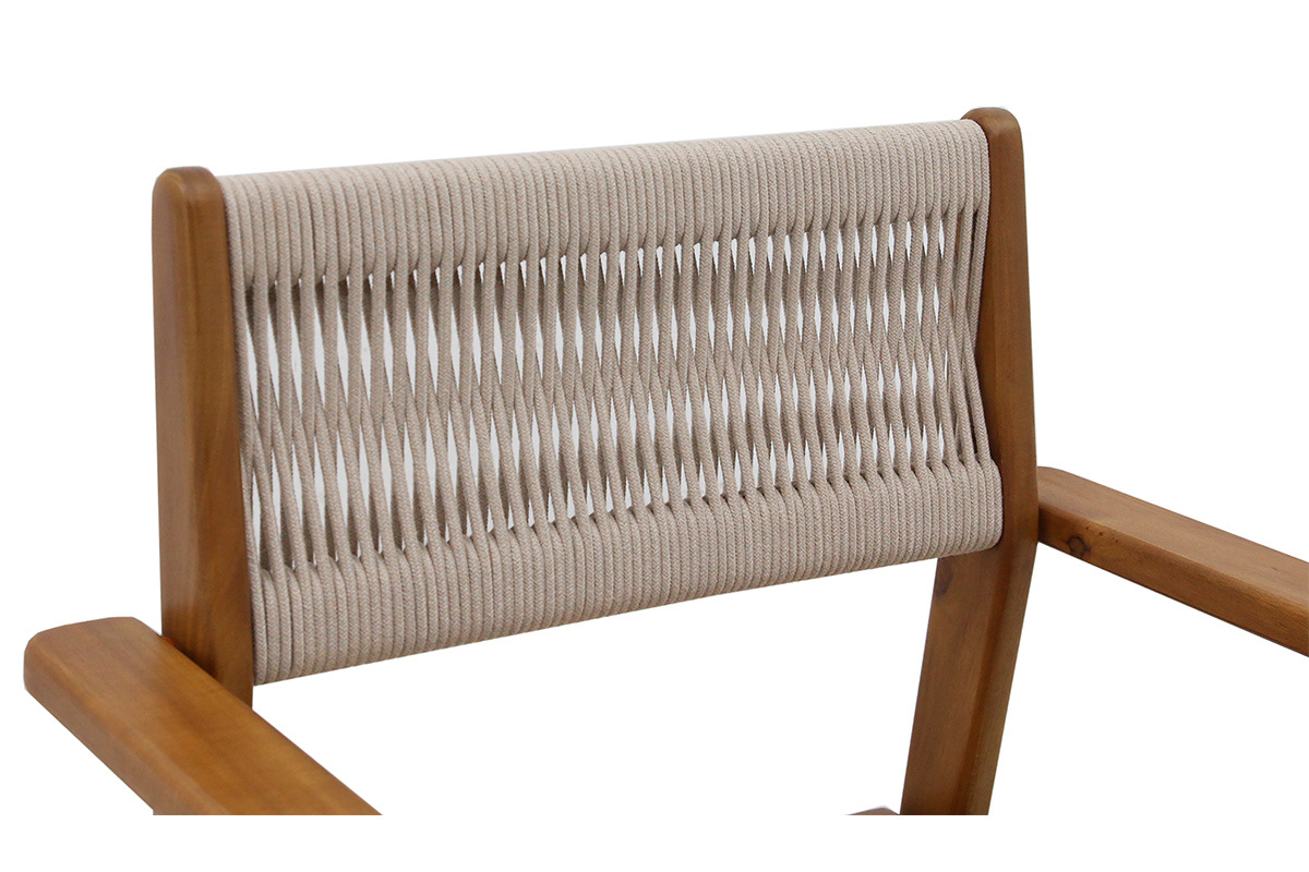Respaldo de silla de jard�n ZEPHYR en madera maciza con trenzado de cuerda.