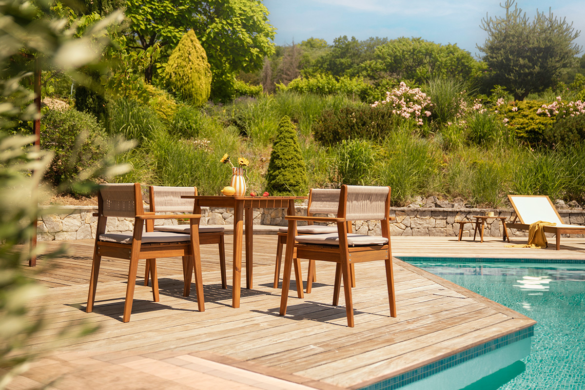Sillones de jard�n en madera maciza y cuerda trenzada (lote de 2) ZEPHYR