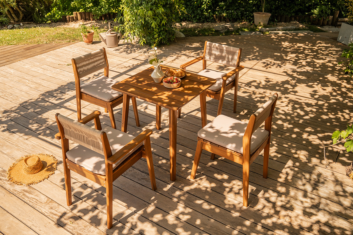 Sillones de jard�n en madera maciza y cuerda trenzada (lote de 2) ZEPHYR