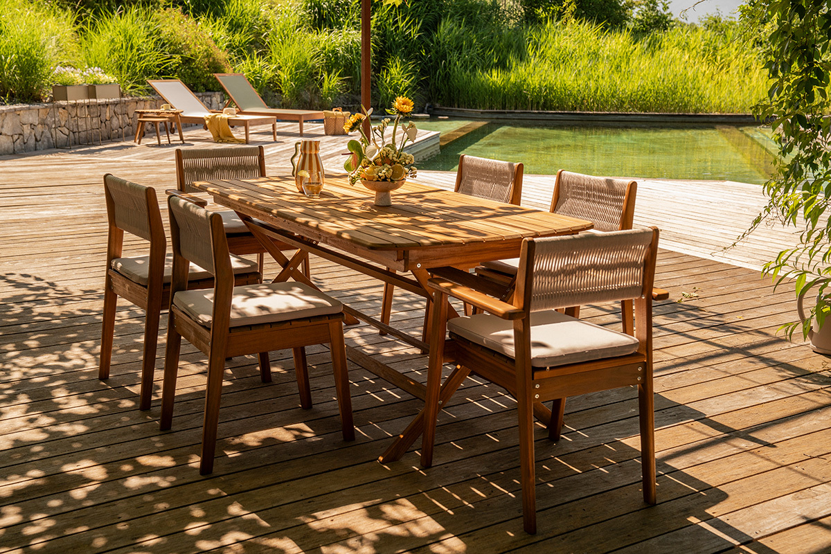 Sillones de jard�n en madera maciza y cuerda trenzada (lote de 2) ZEPHYR