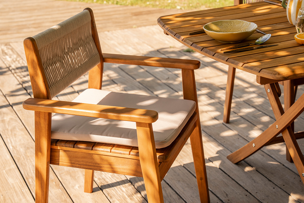 Sillones de jard�n en madera maciza y cuerda trenzada (lote de 2) ZEPHYR