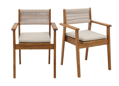 Sillones de jard&iacute;n en madera maciza y cuerda trenzada (lote de 2) ZEPHYR