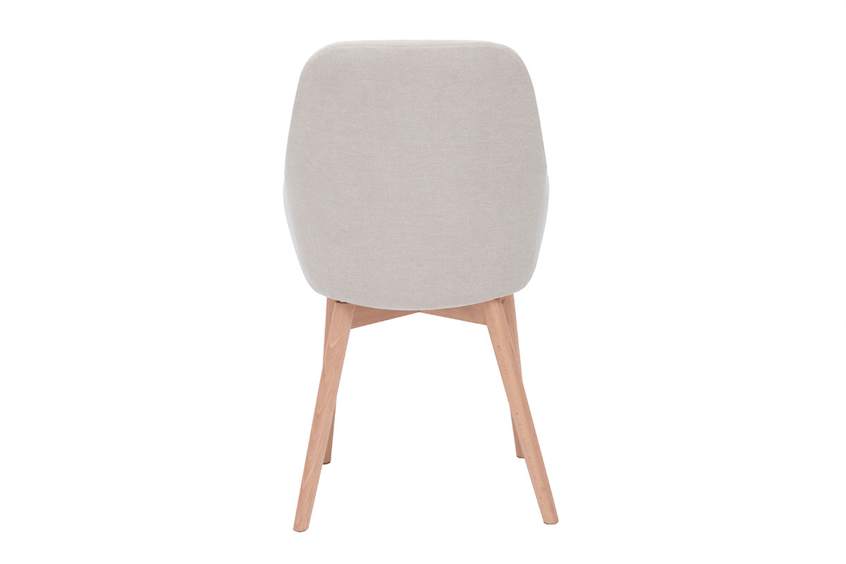 Silla escandinava beige vista de atr�s con patas de madera clara.