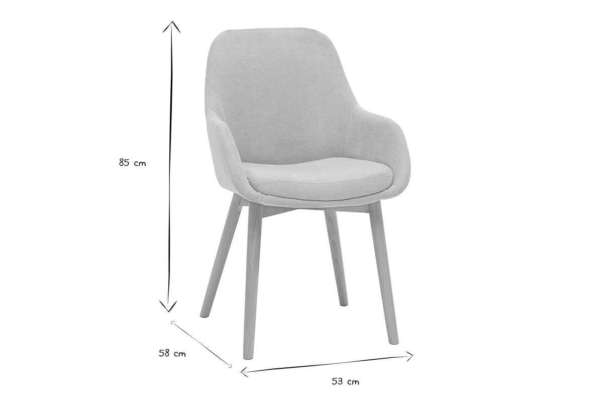 Sillones escandinavos de tela efecto terciopelo beige y madera clara maciza (lote de 2) HOLO