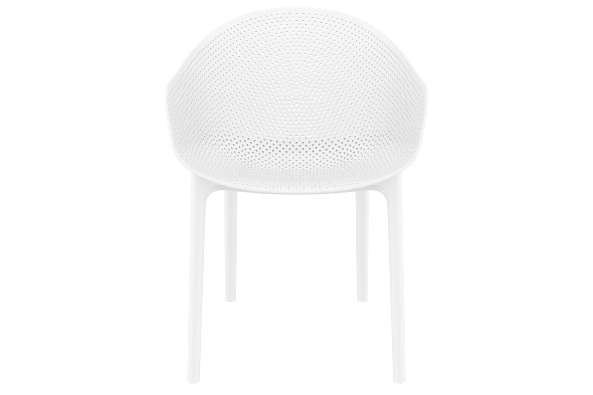 Sillones modernos blancos apilables interior / exterior (lote de 4) OSKOL